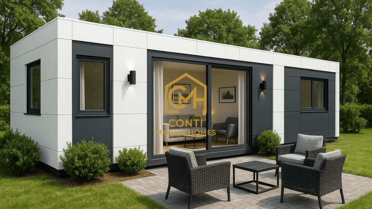 kontener mieszkalny posadowiony na działce jako szybkie rozwiązanie mieszkaniowe