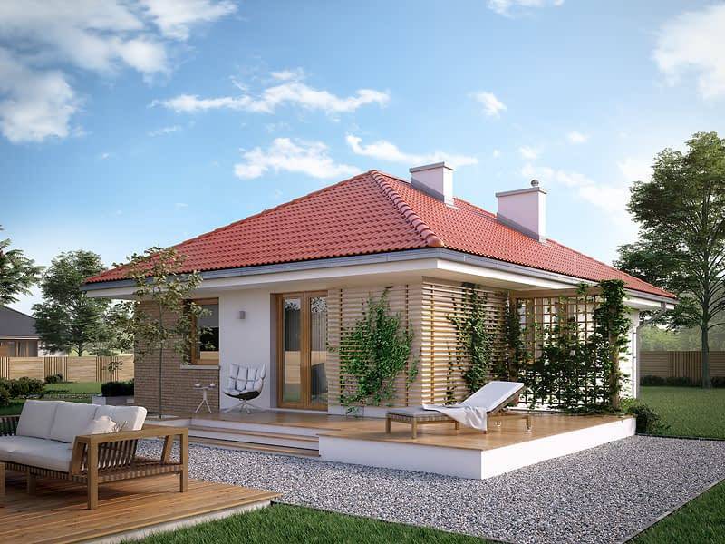 Projekt IMBIR 3 to dom parterowy z garażem w bryle w cenie do 150 tys zł.